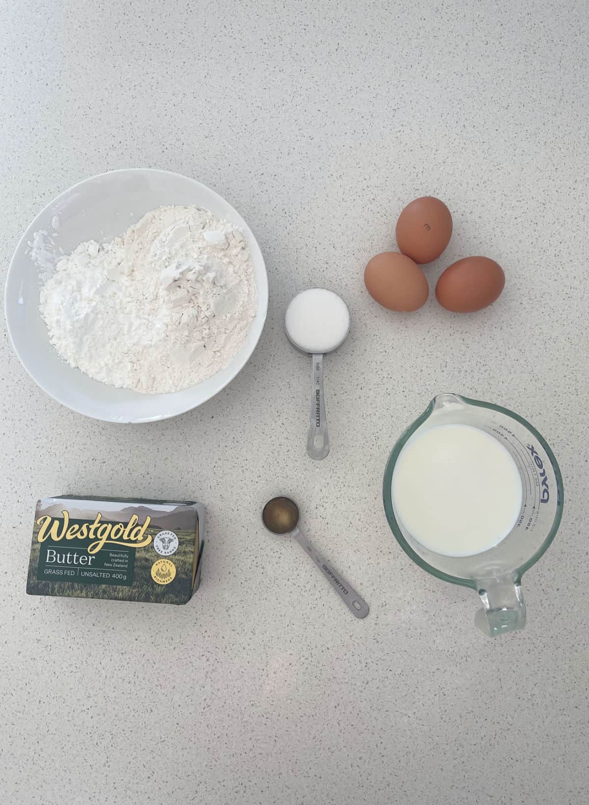 ingredients to make Waffles in a Thermomix or blender.