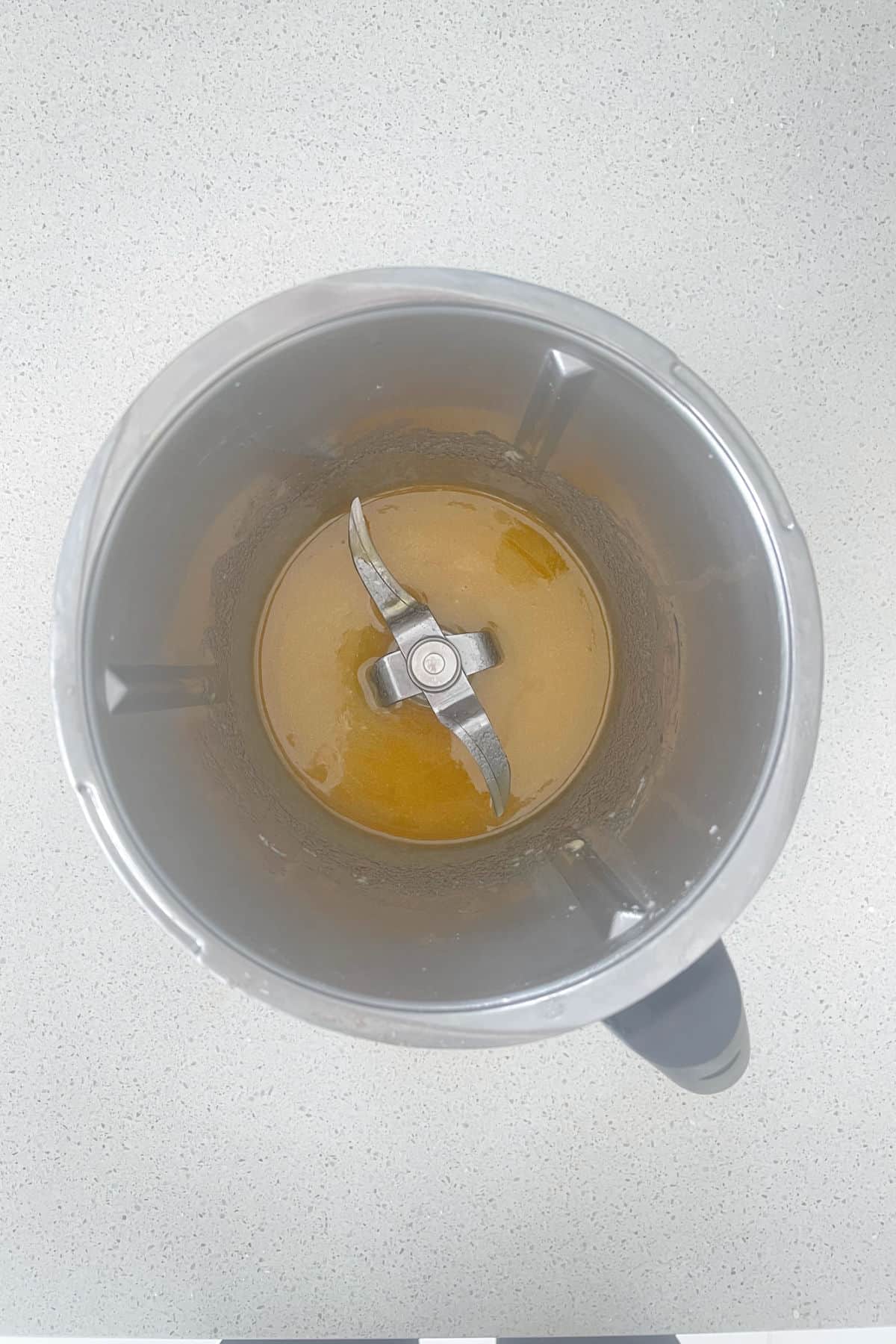 Melted butter, sugar and honey in a thermomix bowl.