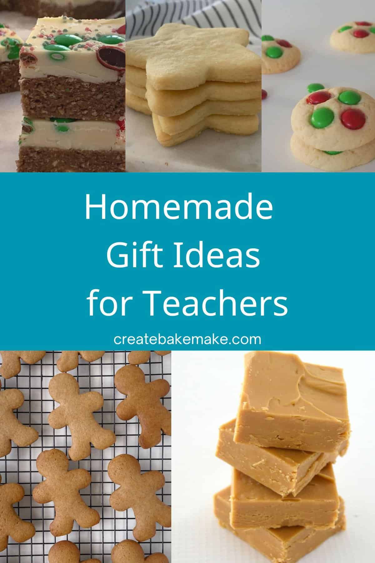 Collage of recipes to make for a teacher gift.