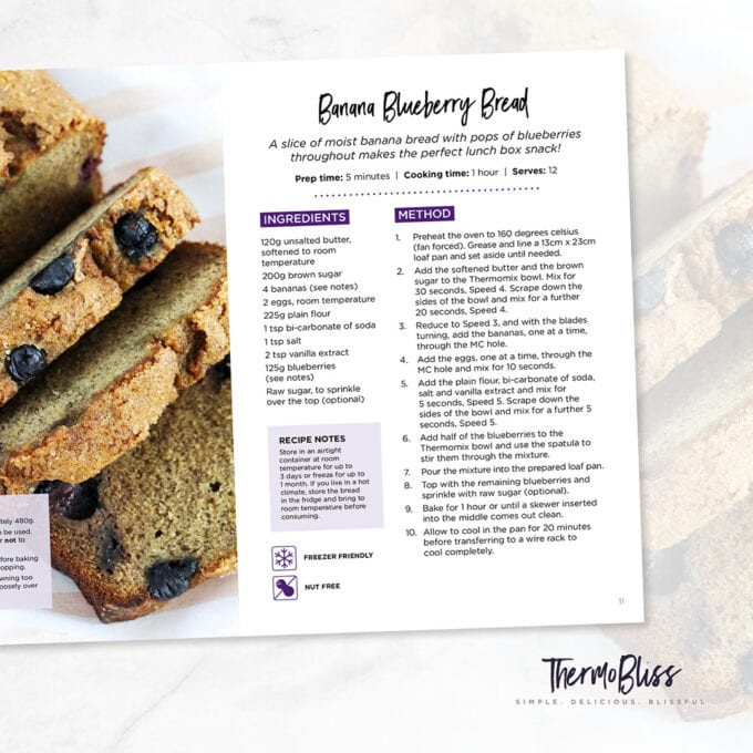 Blueberry and Banana Loaf recipe from ThermoBliss Lunch Box Volume 2.