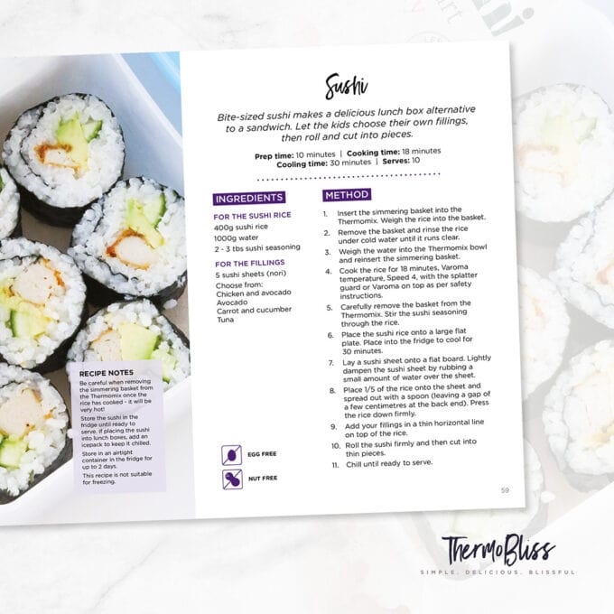 Sushi recipe from ThermoBliss Lunch Box Volume 2.