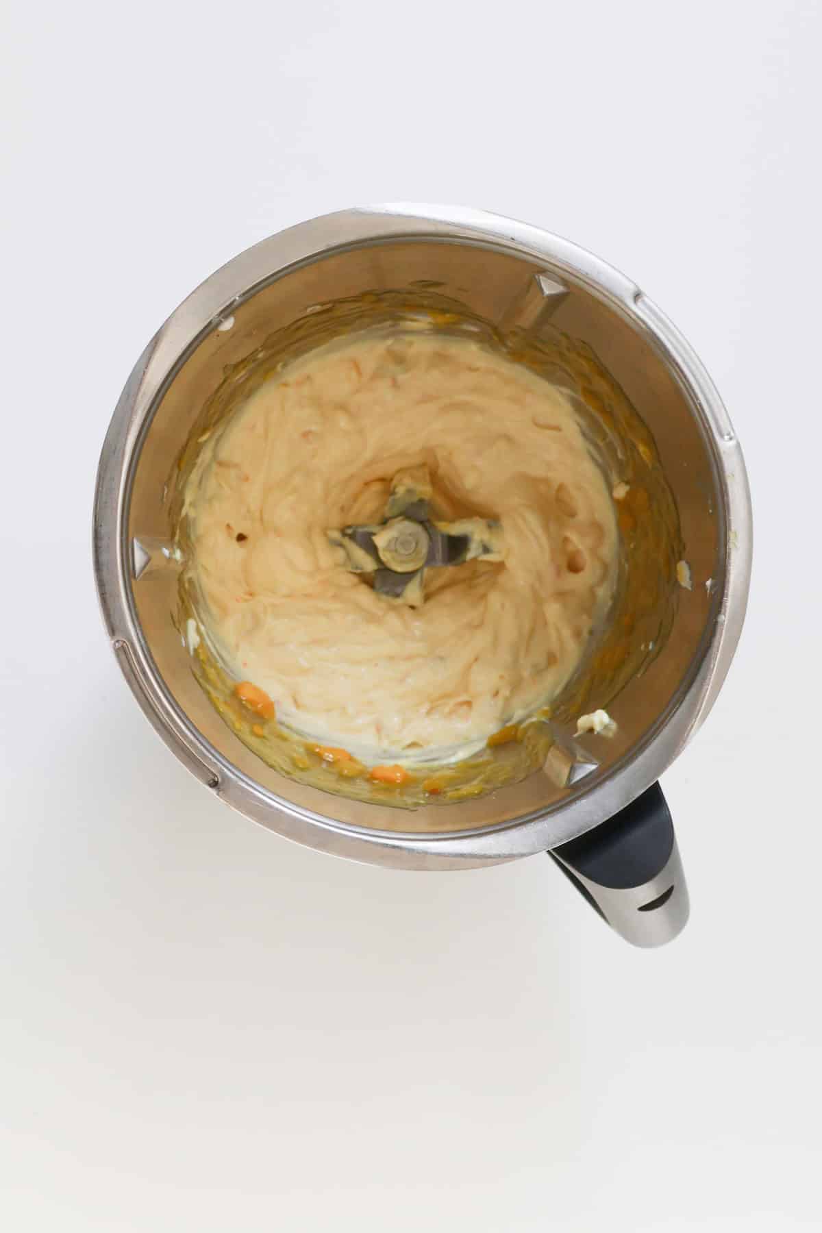 Combined Corn Relish Dip ingredients in a Thermomix bowl.