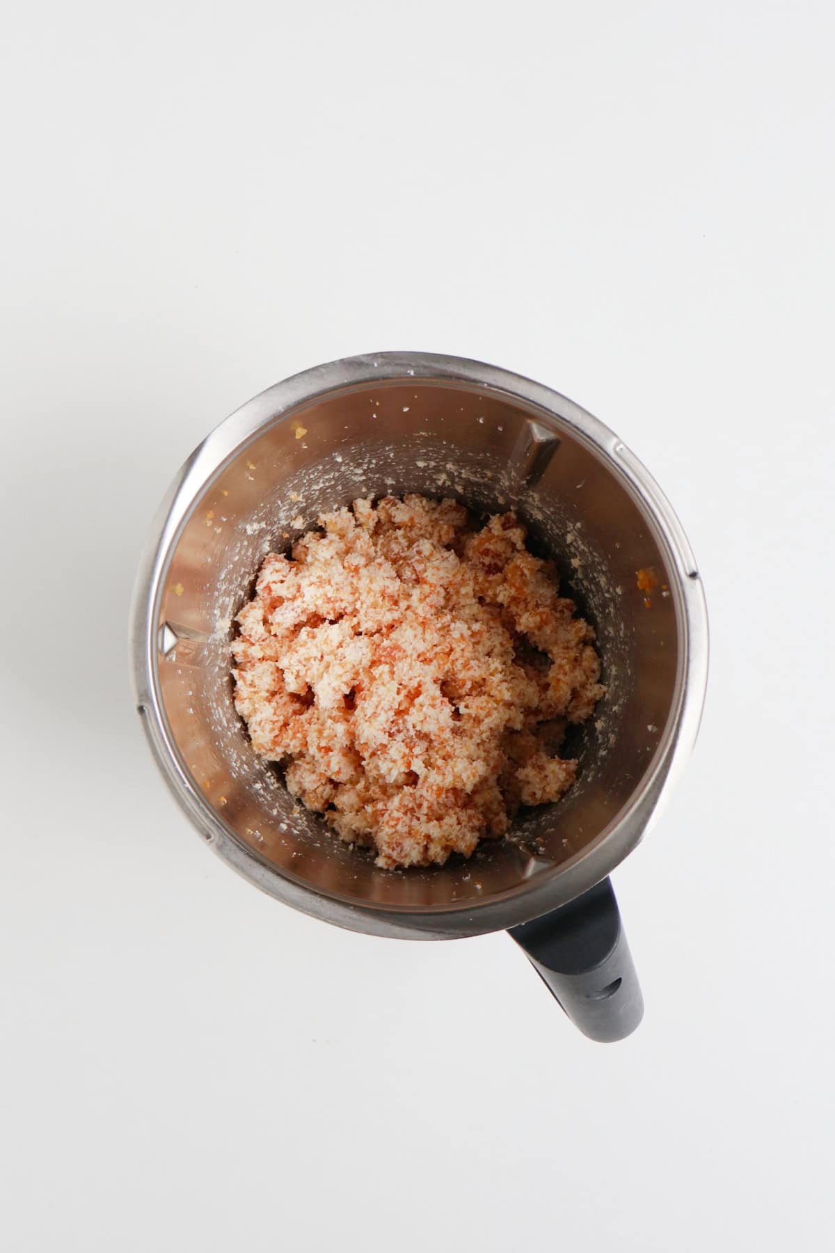 Apricot and Coconut Balls mixture in a Thermomix.