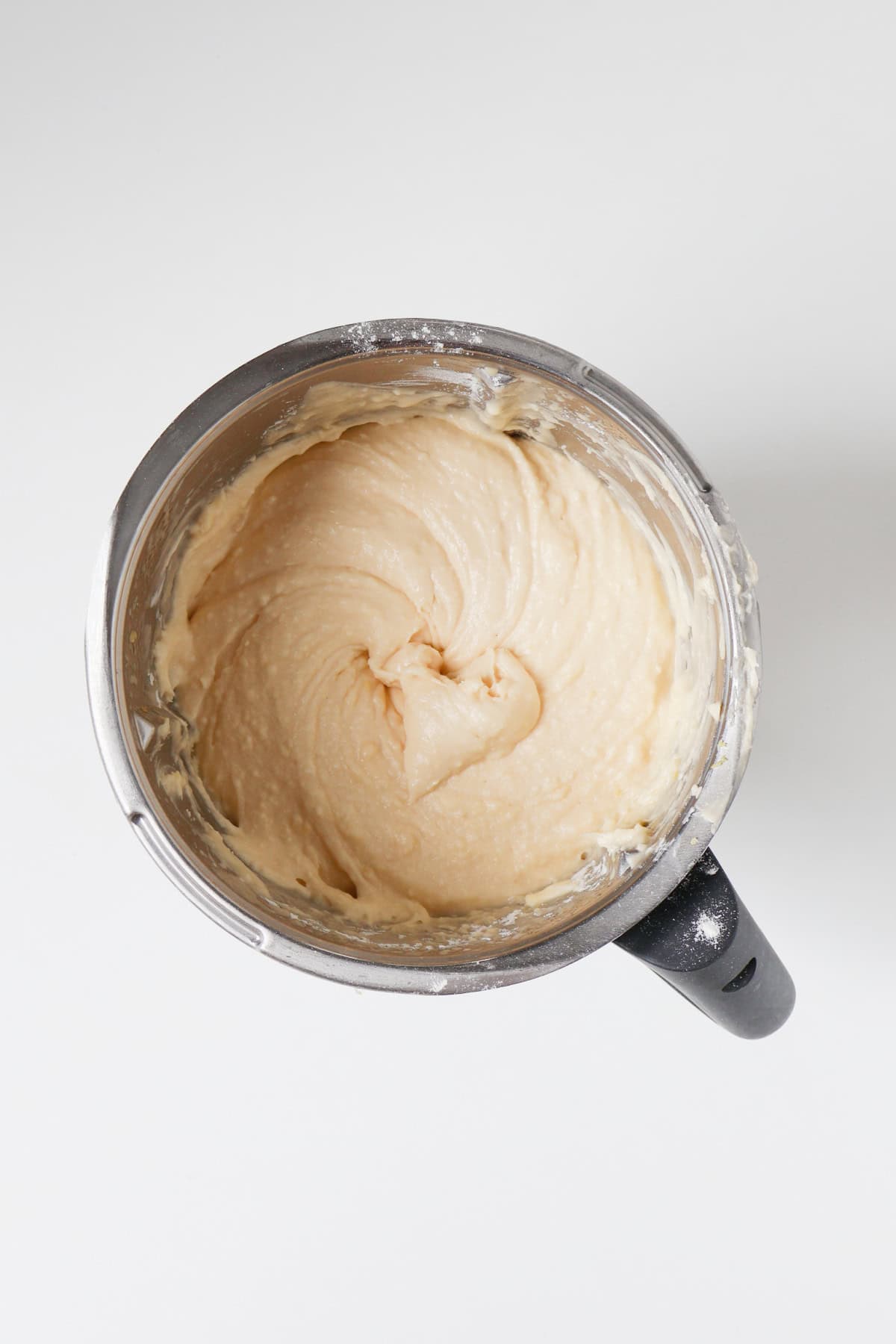 Lemon and Coconut Cake batter in a thermomix bowl.