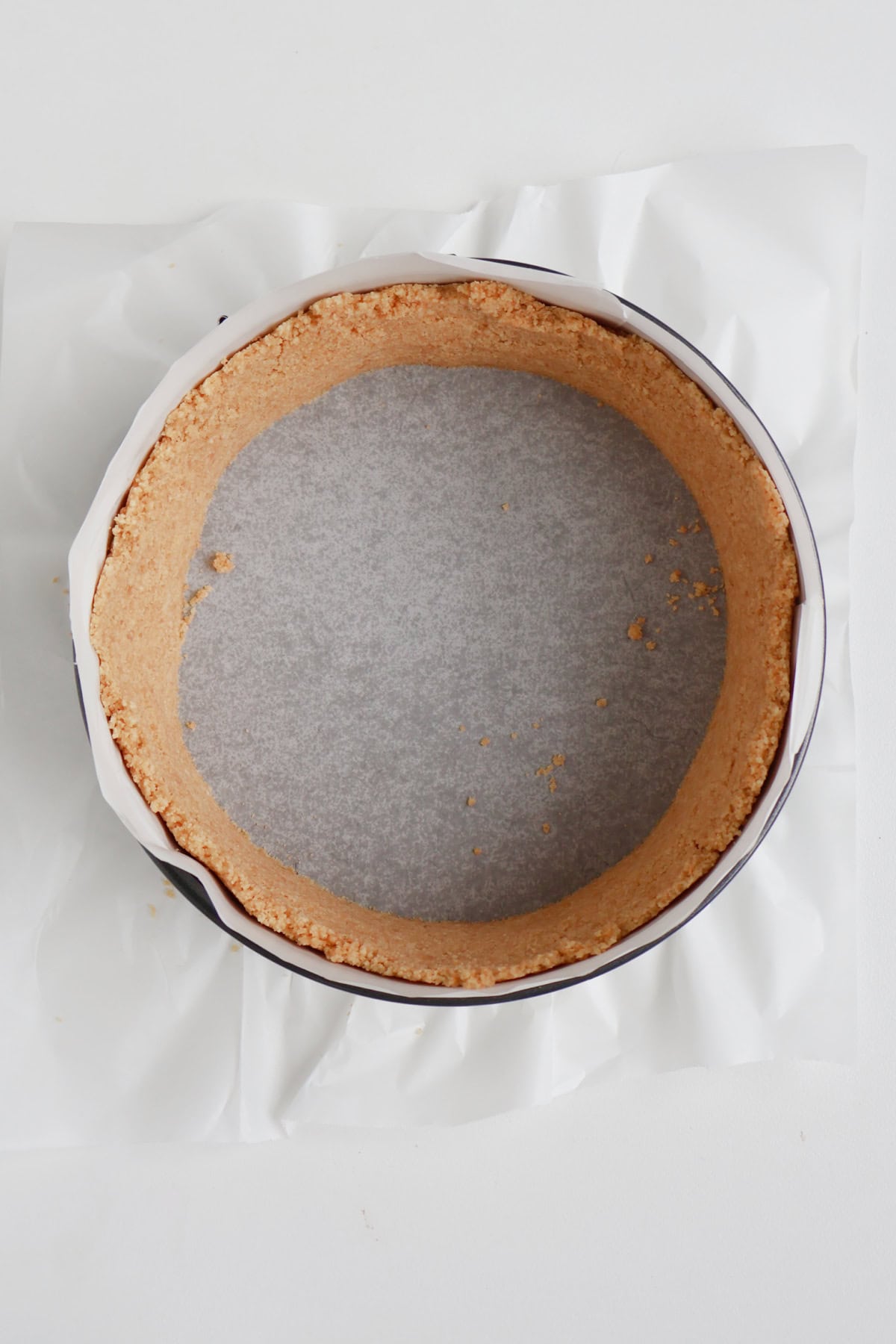 biscuit crust of in a springform tin.