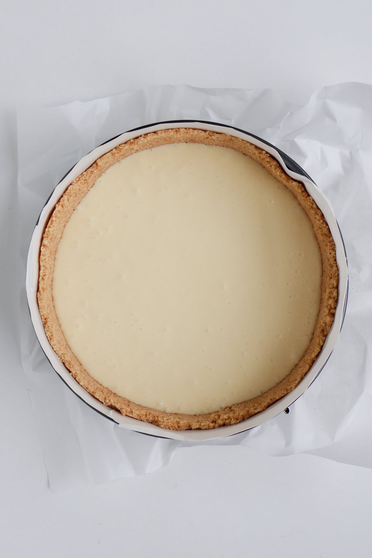 Cheesecake ready to go into the oven.